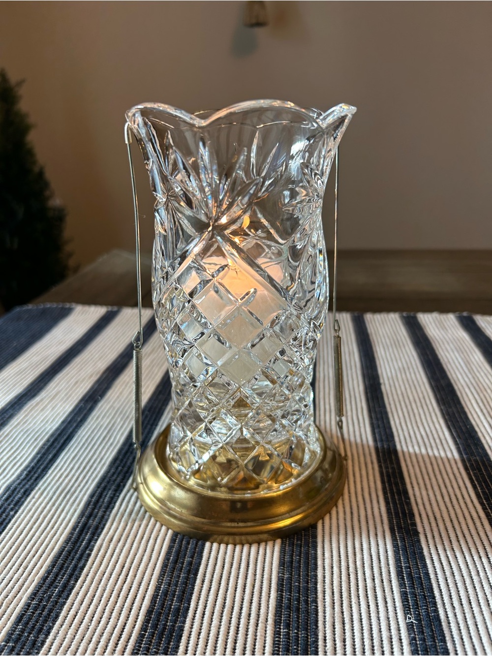 Vintage Crystal Hurricane Candle Holder